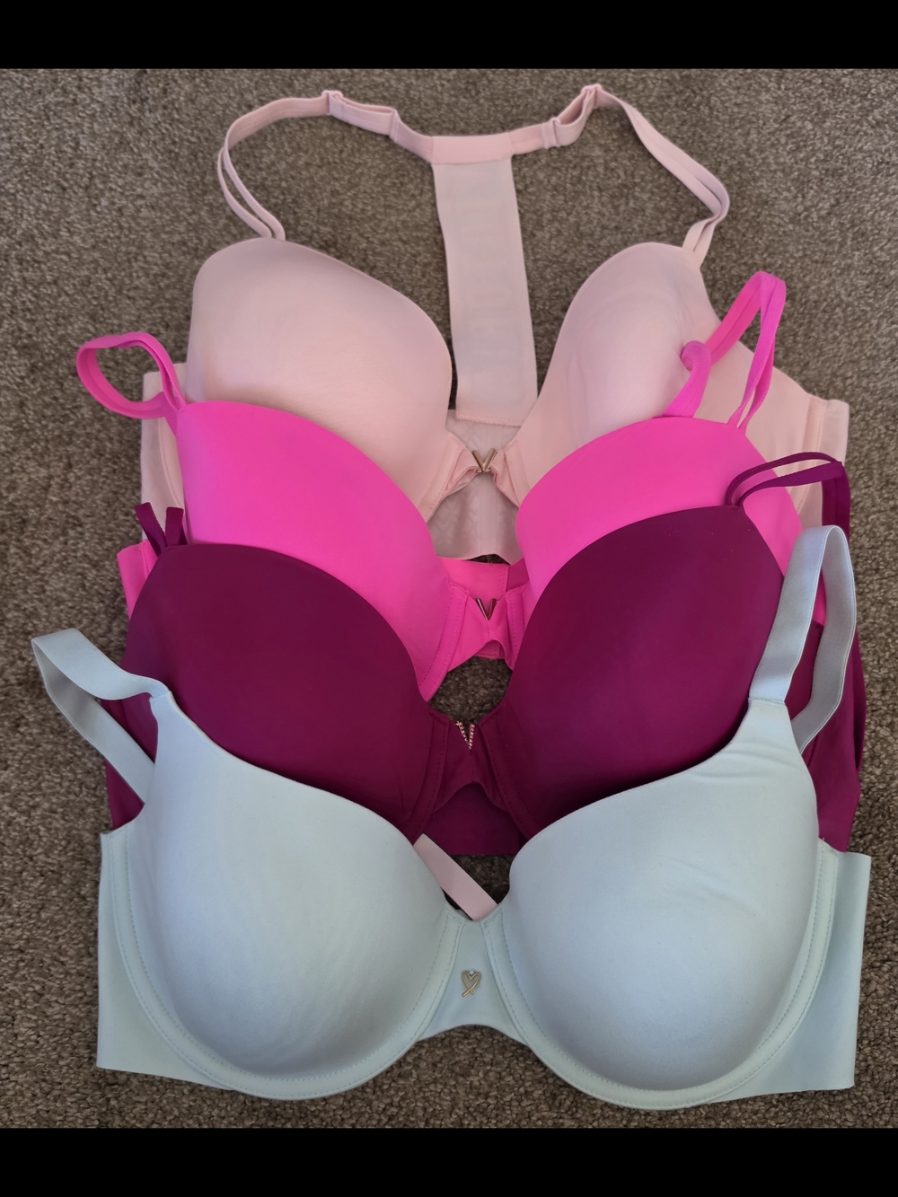 Victoria's Secret Smooth Demi Bra Set — Light Pink, Hot Pink, Magenta, Mint